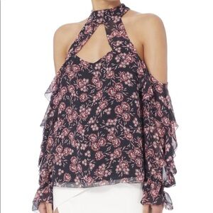 INTERMIX Sloane Silk Floral Cold Shoulder Blouse OH.